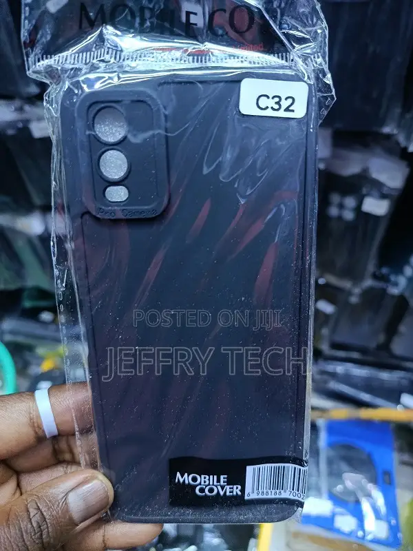 Black Silicone Back Cover Designed for the Nokia C32 Smartphone.