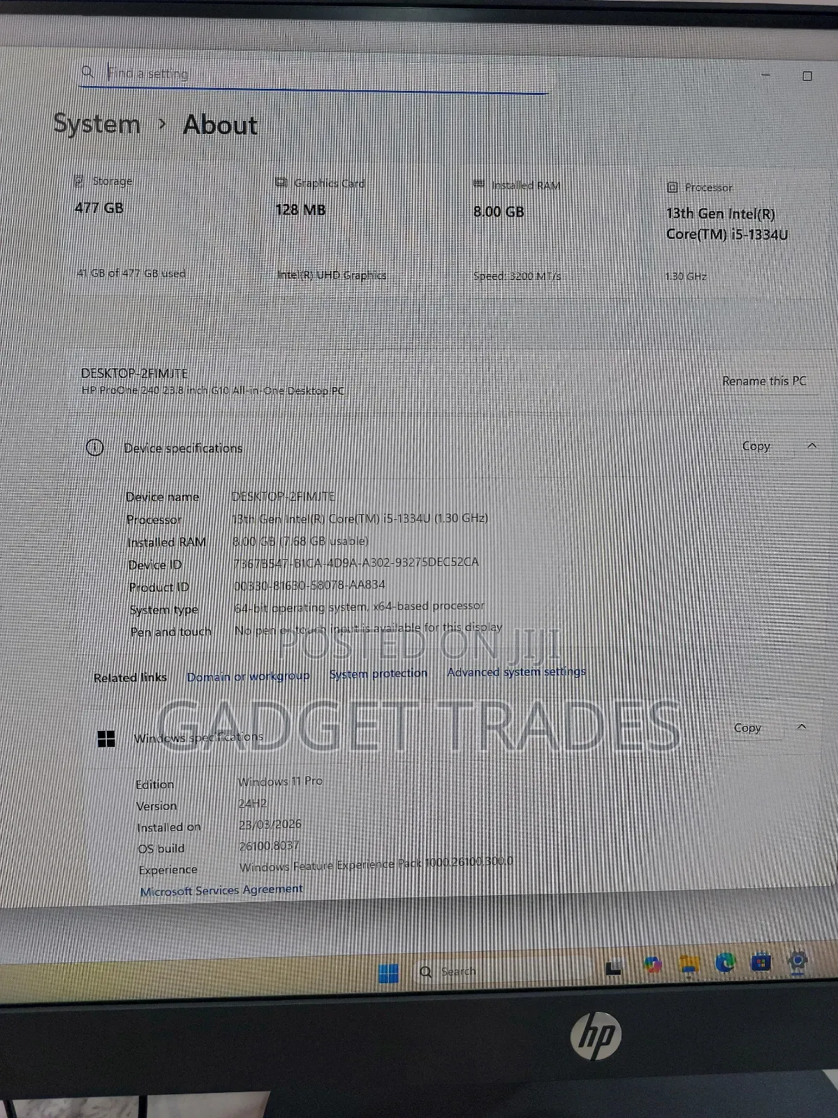 HP ProOne 240 G10 All-in-One 8GB Intel Core i5 SSD 512GB