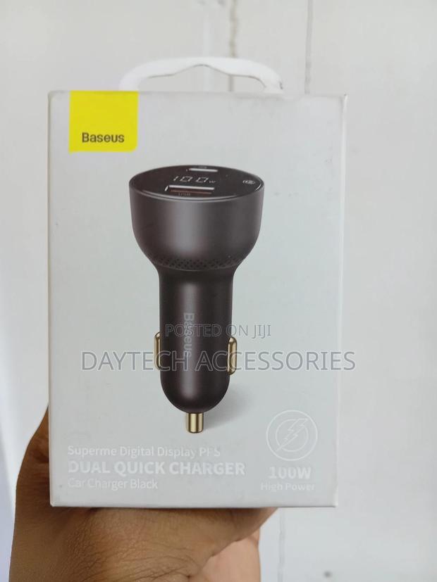 This Is a Baseus 100w Superme Digital Display Dual Quick Car Charger. - thumbnail 2