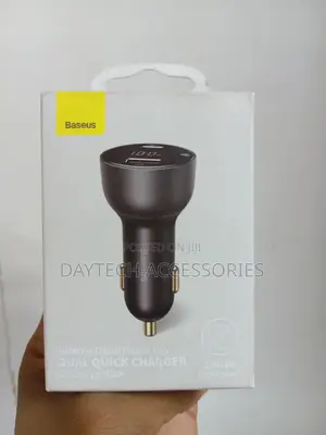 Baseus Digital Display 100w Output Dual Ports Usb/Usb-C Car Charger