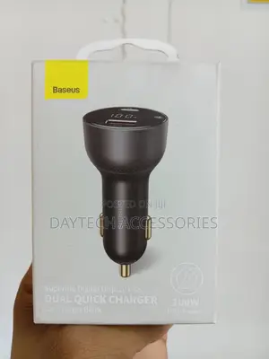 Baseus Digital Display 100w Output Dual Ports Usb/Usb-C Car Charger