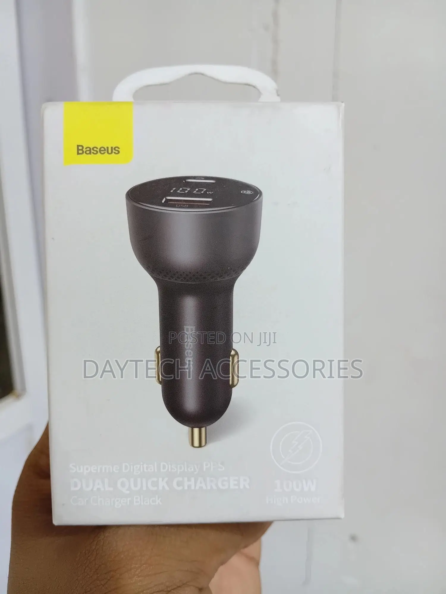 Baseus Digital Display 100w Output Dual Ports Usb/Usb-C Car Charger