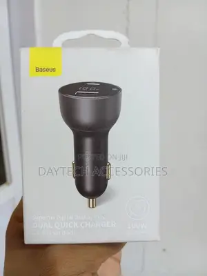 Baseus Digital Display 100w Output Dual Ports Usb/Usb-C Car Charger