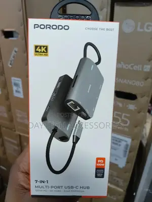 Porodo Ultra Hd 7 in 1 Multi Port Usb C Hub Pd100w Grey Pdrds71gy