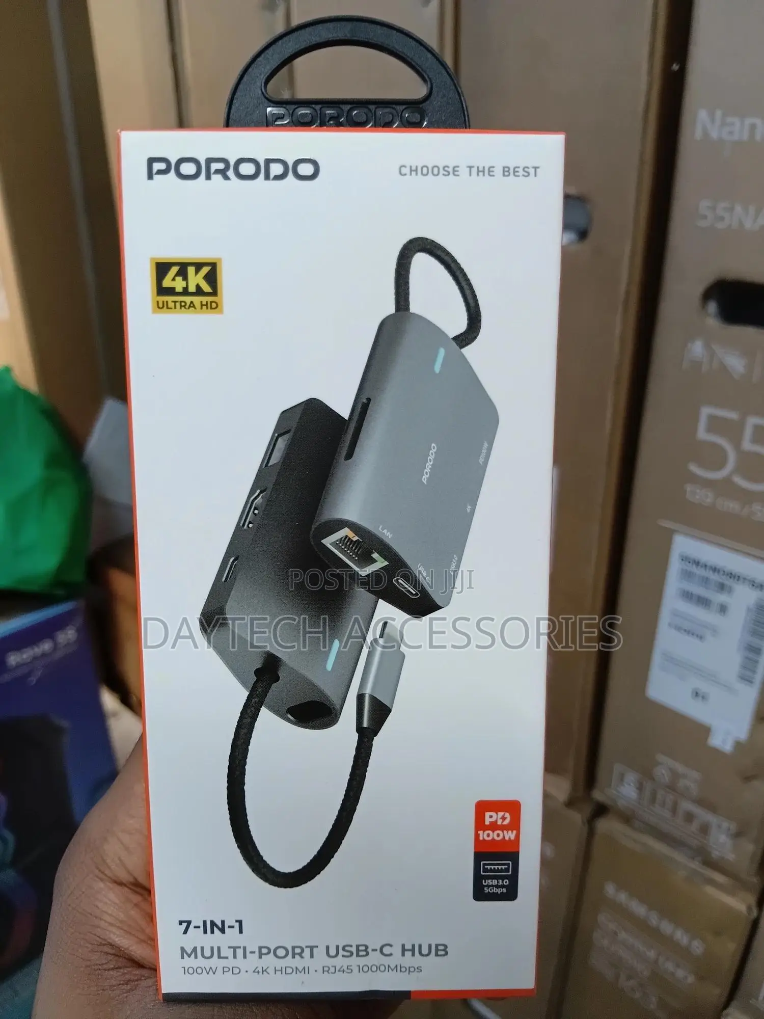 Porodo Ultra Hd 7 in 1 Multi Port Usb C Hub Pd100w Grey Pdrds71gy