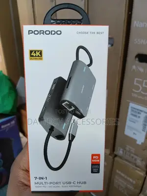 Porodo Ultra Hd 7 in 1 Multi Port Usb C Hub Pd100w Grey Pdrds71gy