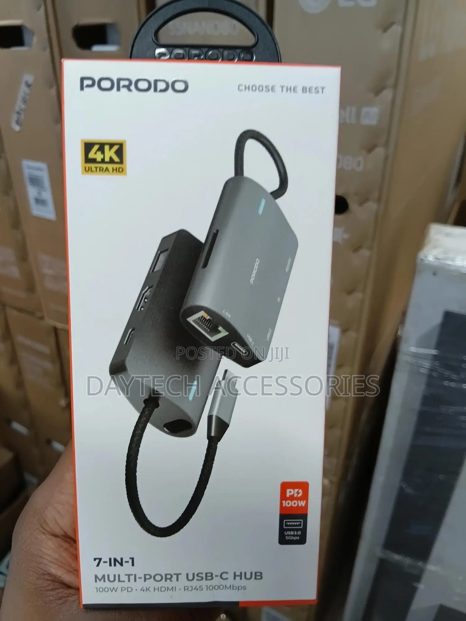 Porodo 7-in-1 Multi Port Usb-C Hub Pd 100w - Gray