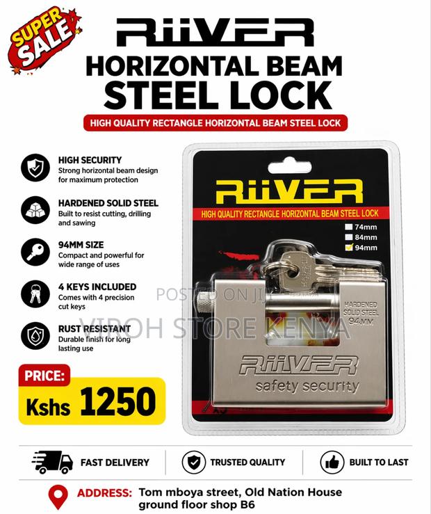 Rectangular Heavyweight Padlock 94mm 4 Keys