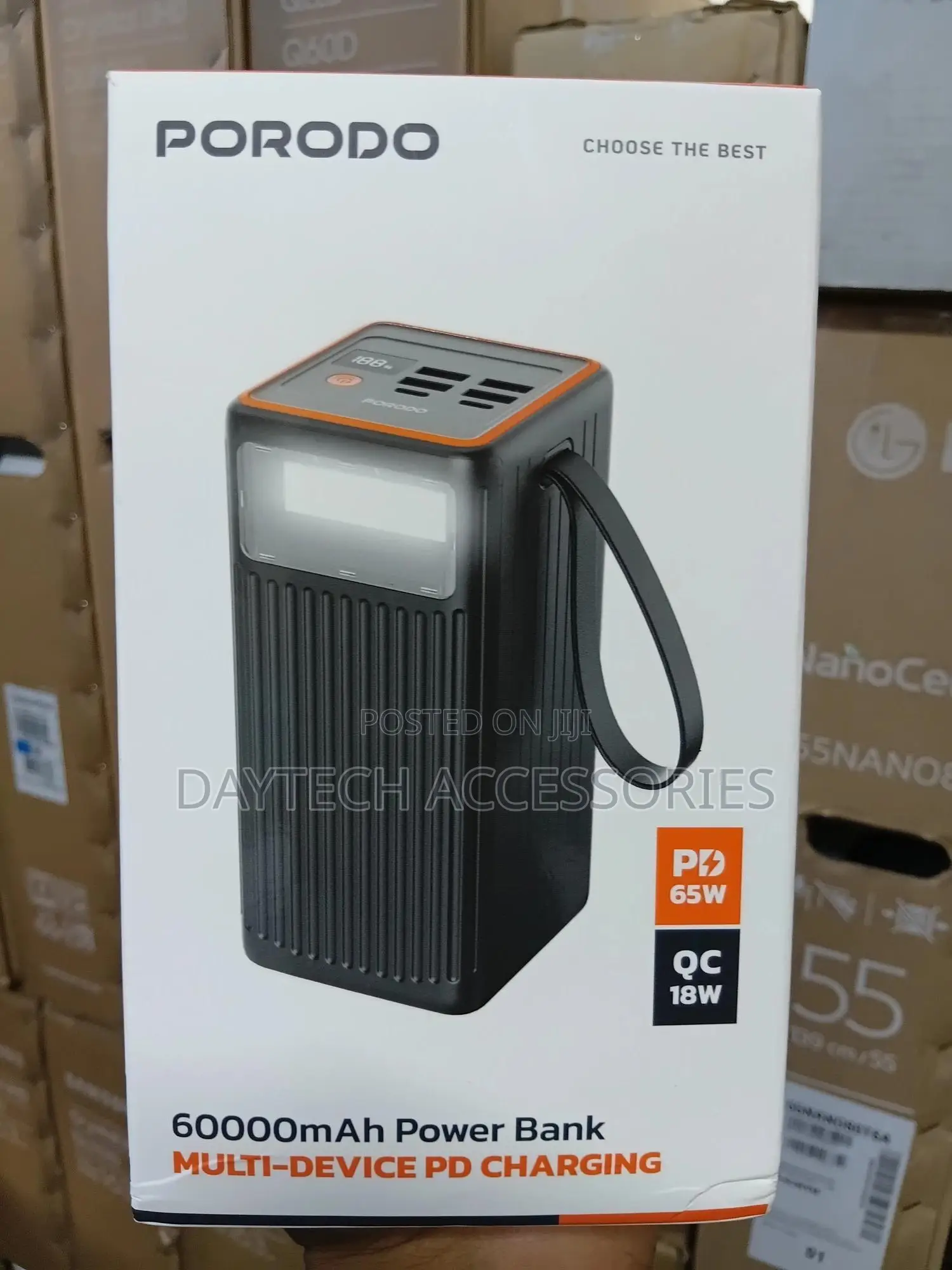 Porodo Power Bank 60000mah 65w Pd With Led Flashlight.