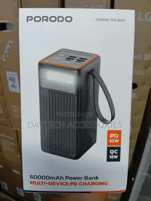 Porodo Power Bank 60000mah 65w Pd With Led Flashlight.