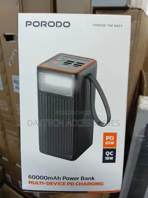 Porodo Power Bank 60000mah 65w Pd With Led Flashlight.