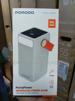 Porodo Portapower 60000mah Power Bank With Built-in Led Lighting.
