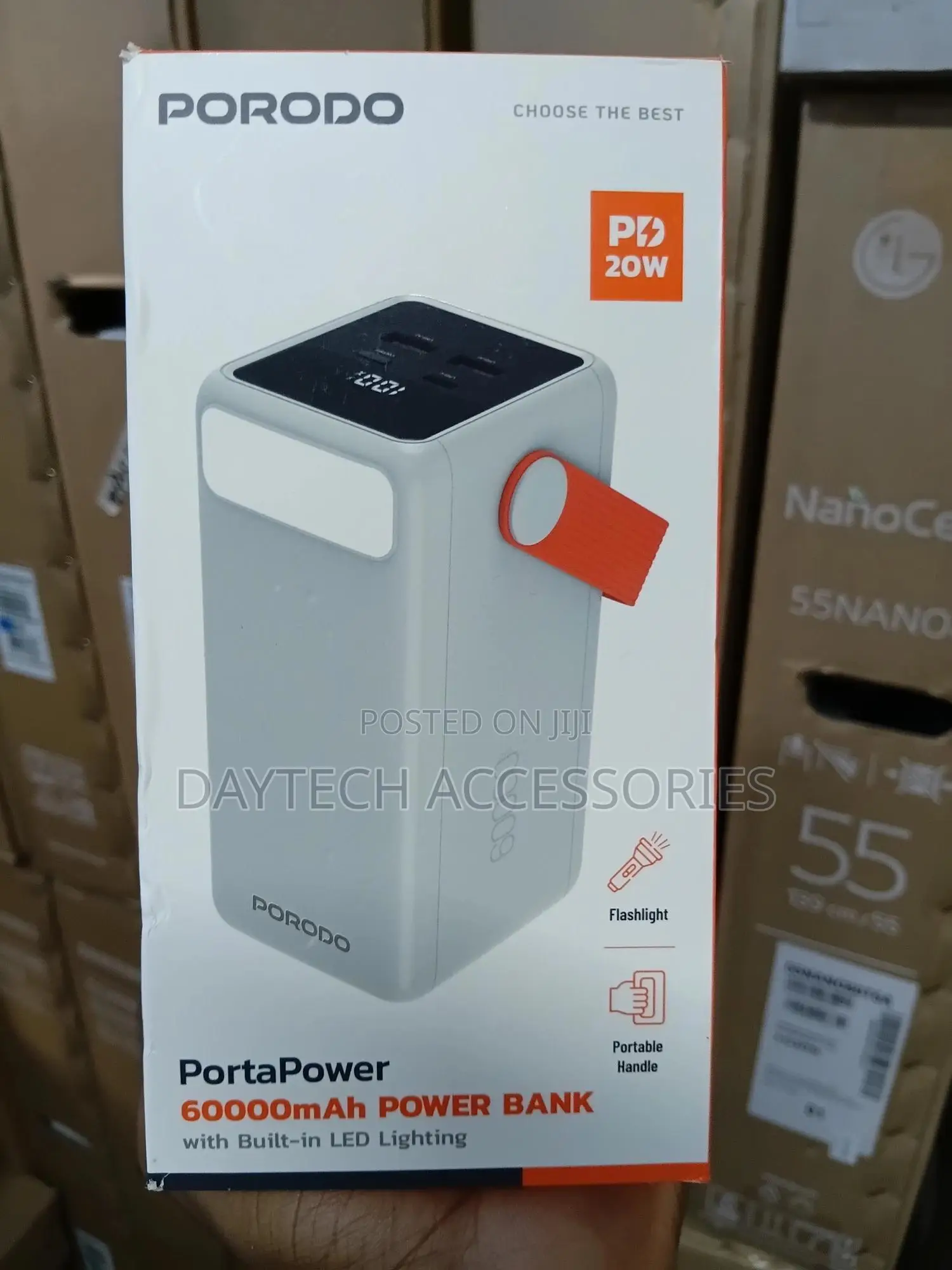 Porodo Portapower 60000mah Power Bank With Built-in Led Lighting.