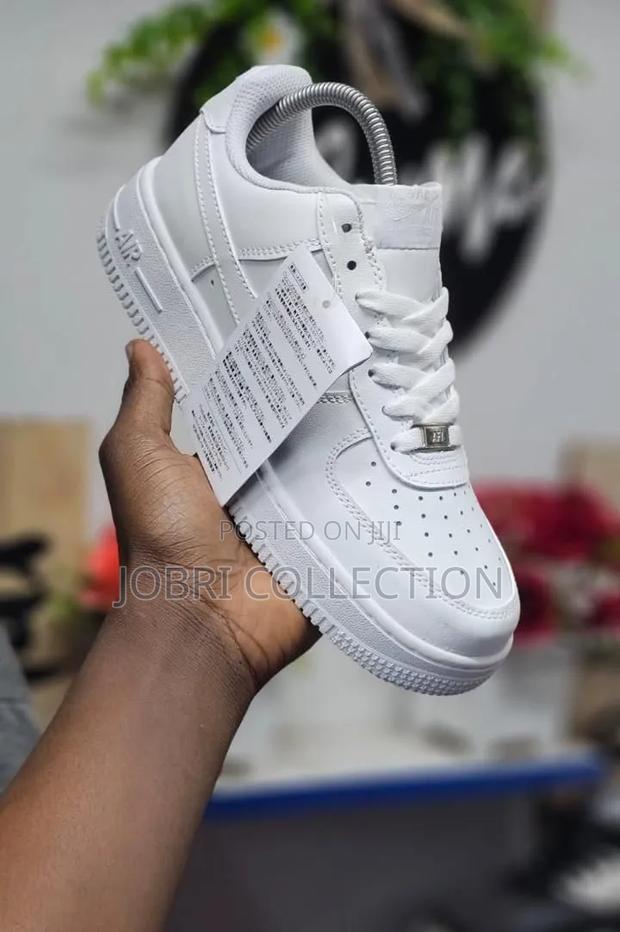 Plain White and Black Nike Airforce One Sneakers