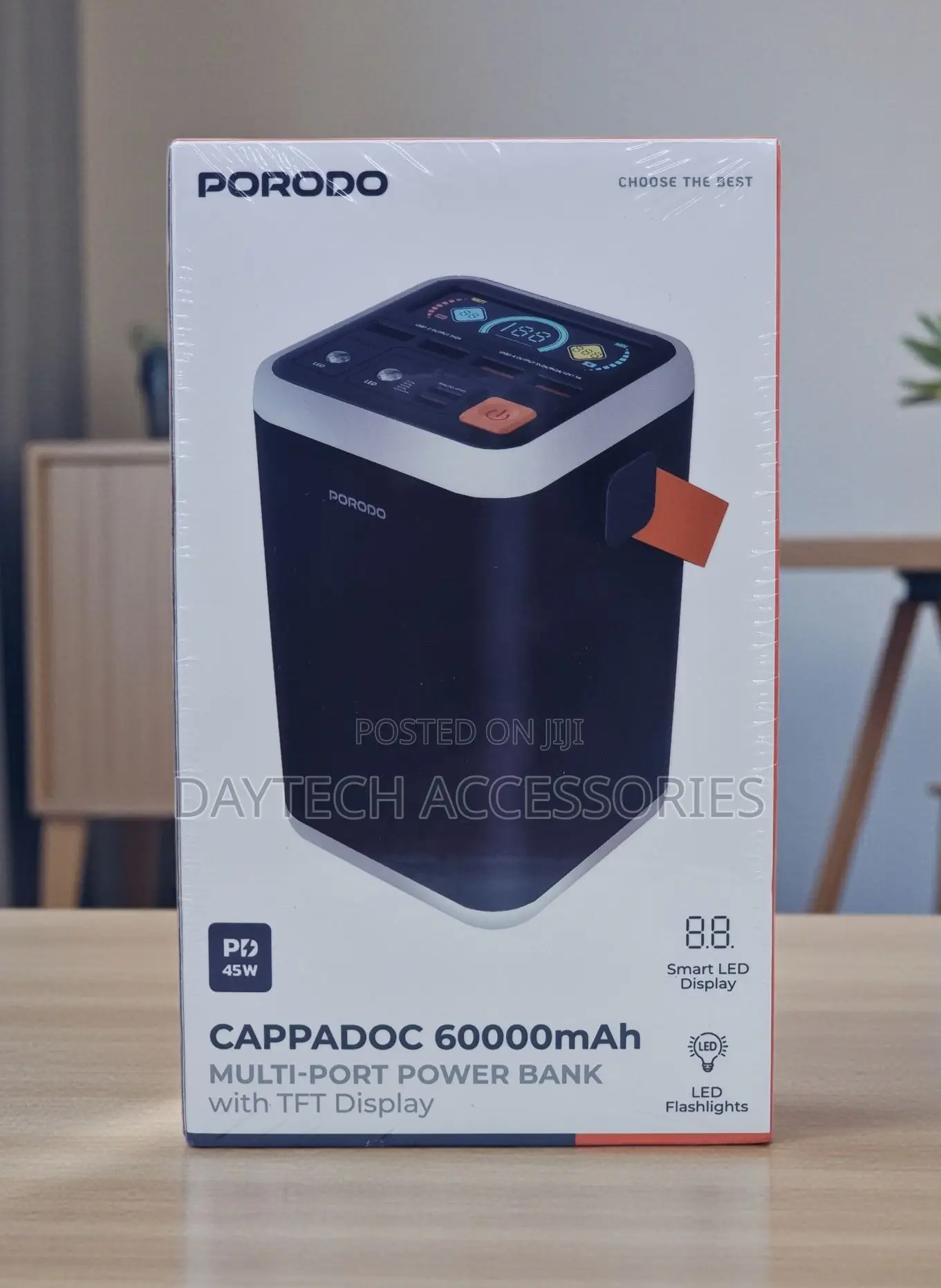 Porodo Cappadoc 60000mah Multiport Power Bank With Tft Display - Black
