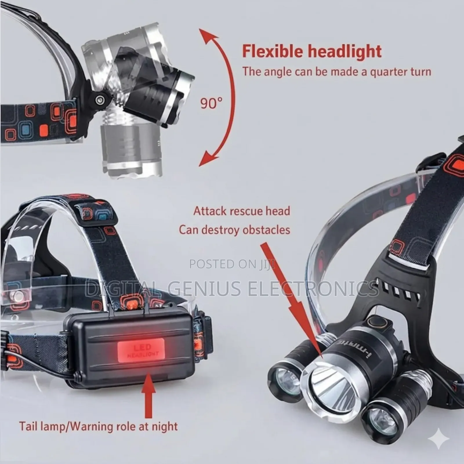 3 Lamps Headlight Rechargeable Led Headlamp/Flashlight