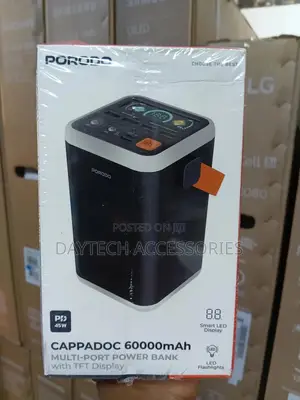 Porodo Cappadoc 60000mah Multiport Power Bank With Tft Display - Black