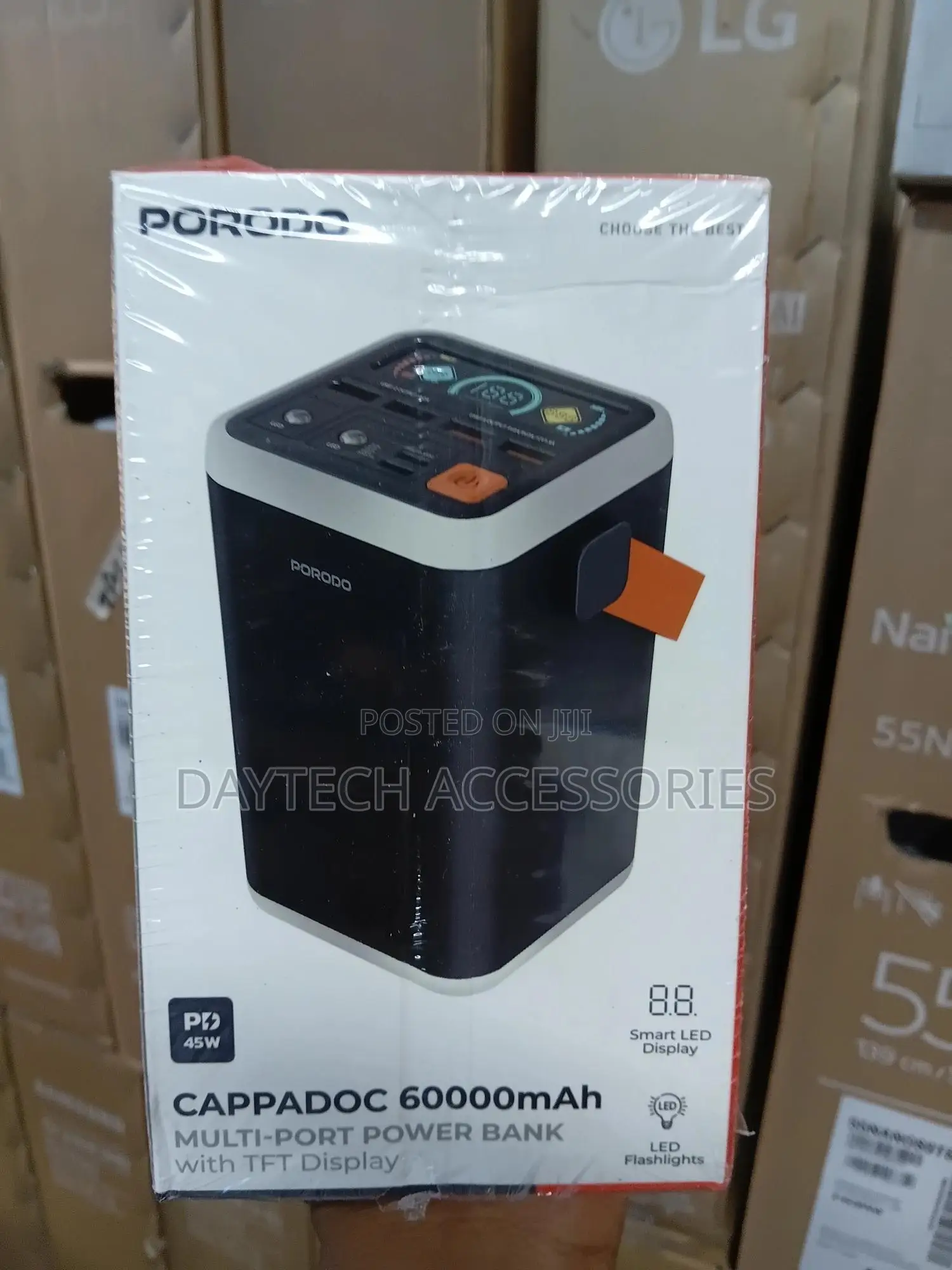 Porodo Cappadoc 60000mah Multiport Power Bank With Tft Display - Black