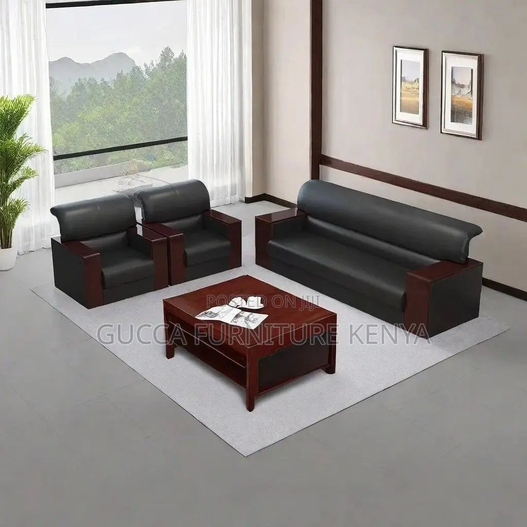 5-Seater Modern Leather Waiting Area Sofa