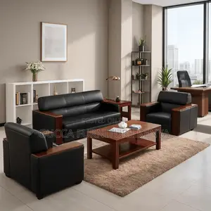 5-Seater Modern Leather Waiting Area Sofa