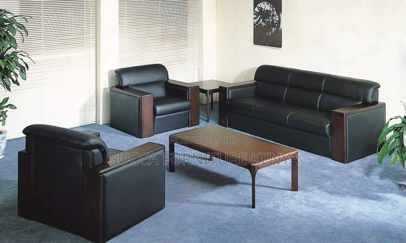 5-Seater Modern Leather Waiting Area Sofa
