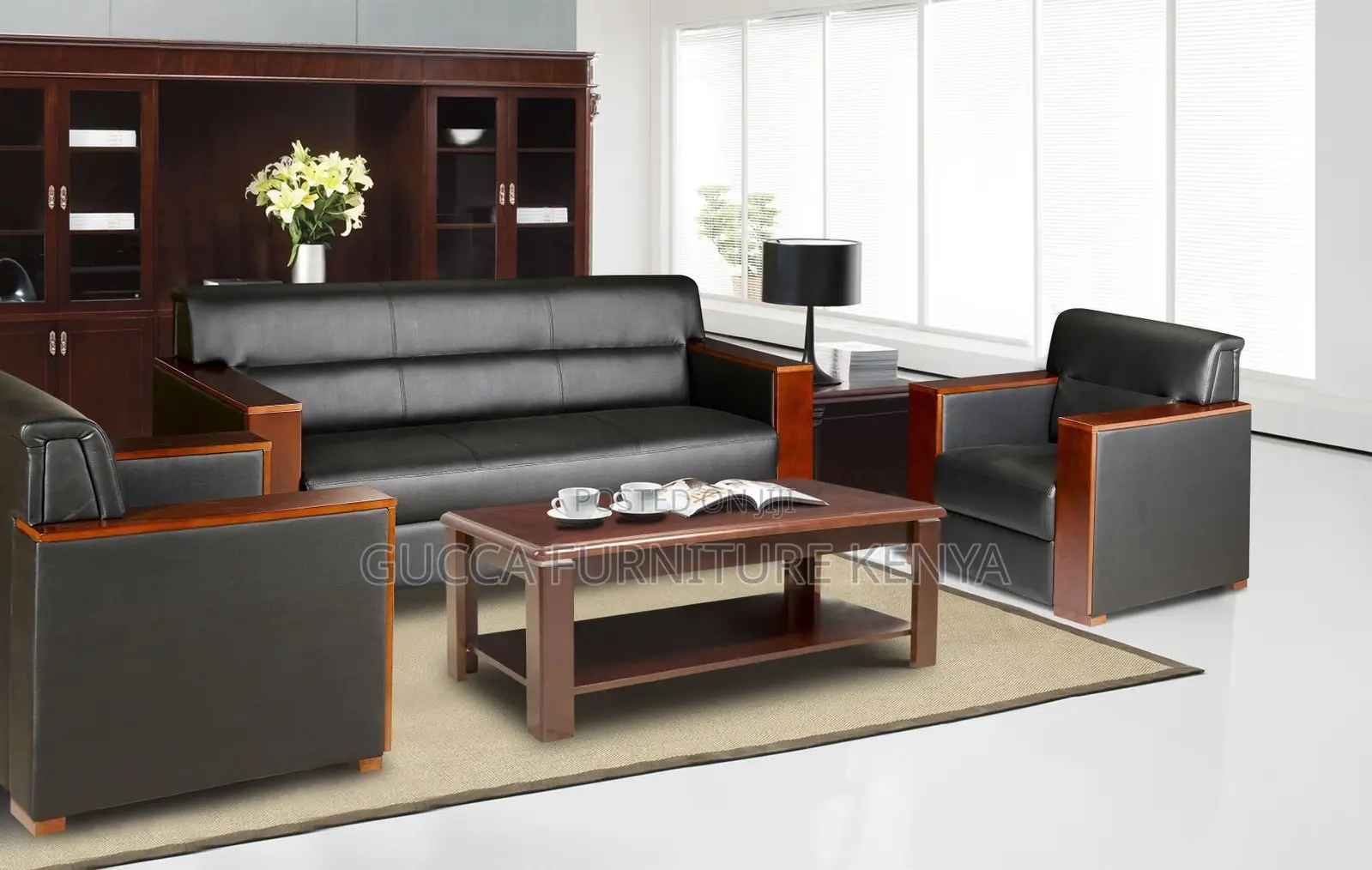 5-Seater Modern Leather Waiting Area Sofa