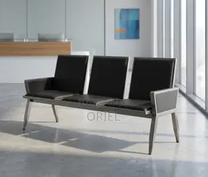 Office Bench : 3-Seater Cushioned Office Waiting Bench With Arms
