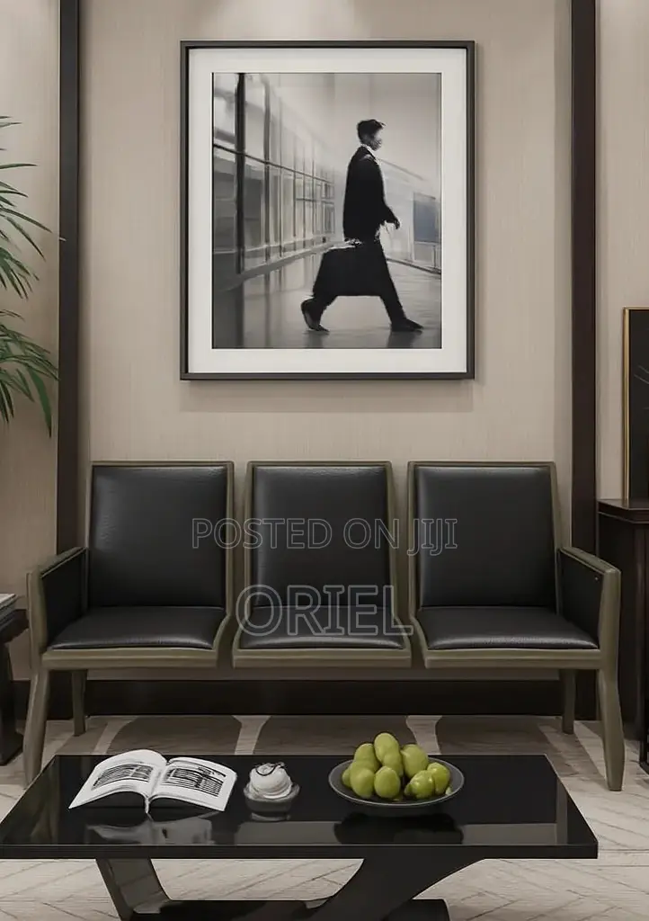Office Bench : 3-Seater Cushioned Office Waiting Bench With Arms
