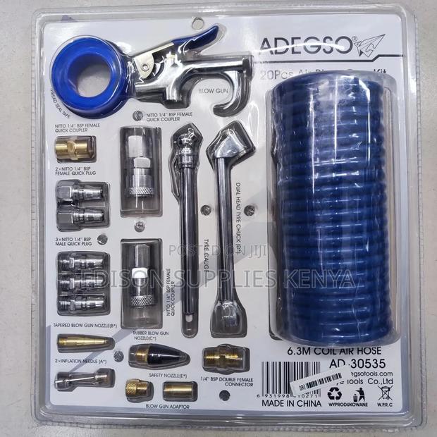 Air Blow Gun Kit 20pcs Air Compressor Hose Pipe Nozzles Tire Inflator - thumbnail 2