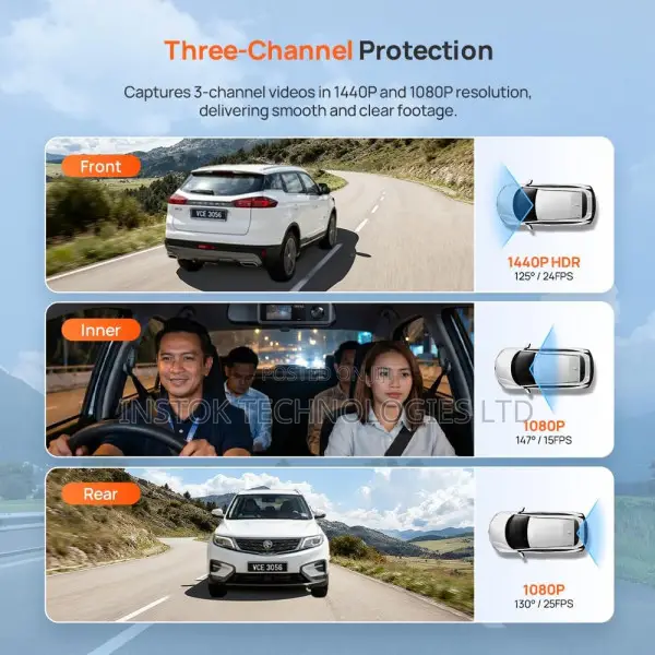 70mai T400 Set Three-Channel Dash Cam With GPS