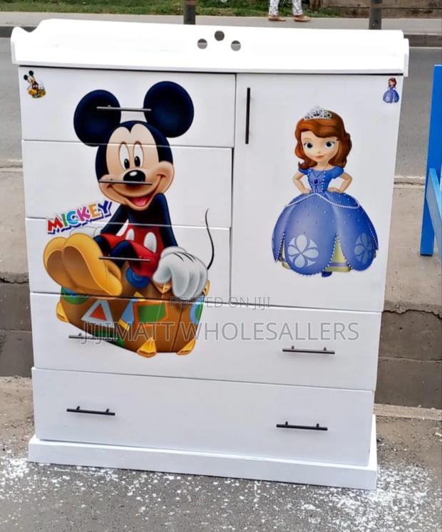 White Kids/Baby Chest Of Drawers Cabinet With Cartoon Themes - main view