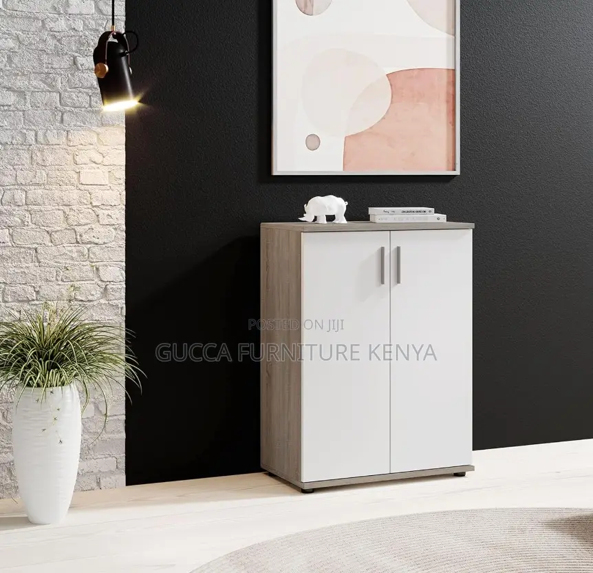 White Customized 2-Door Credenza Document Cabinet