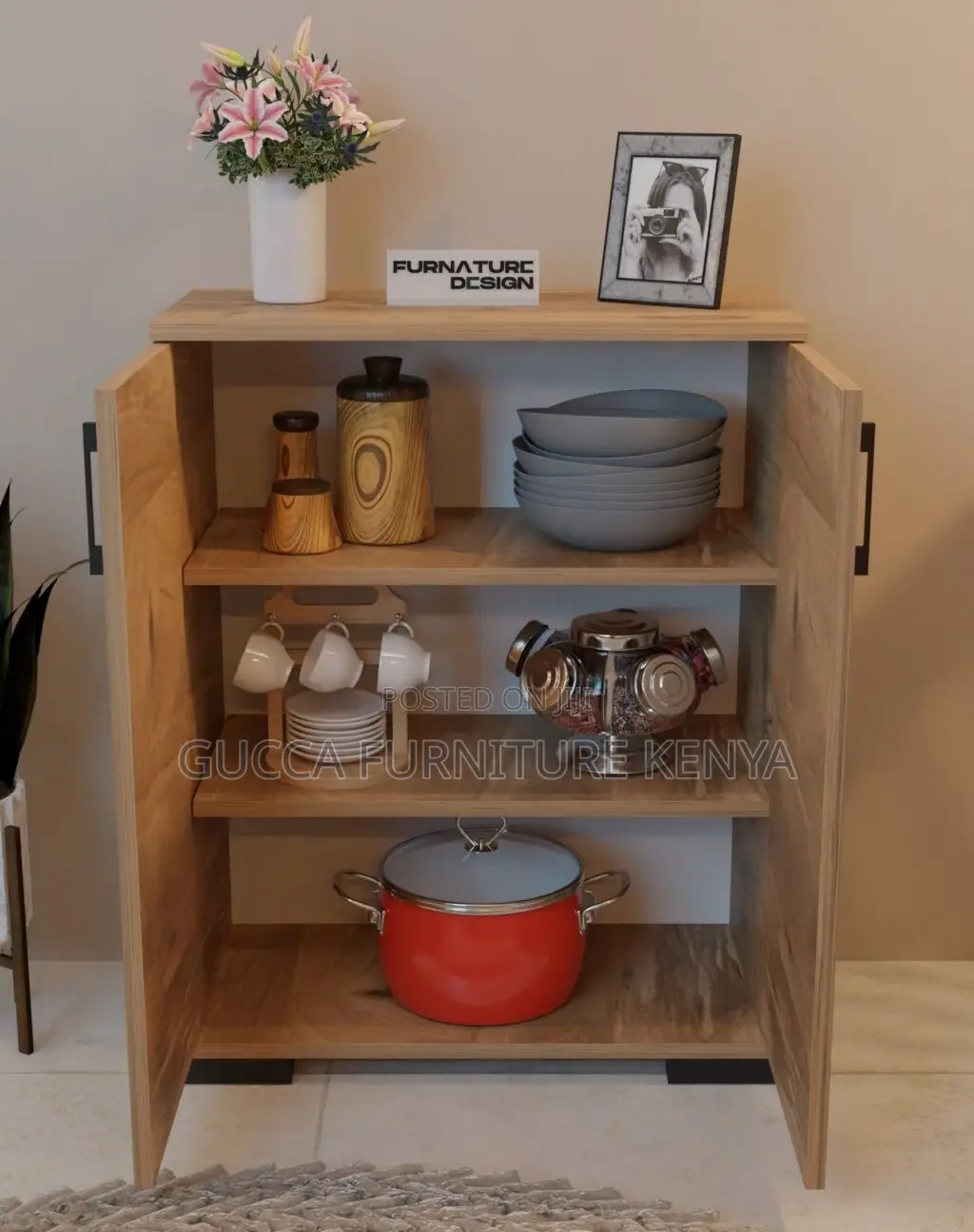 White Customized 2-Door Credenza Document Cabinet