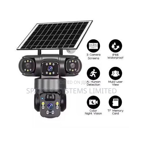 Three Lens Outdoor Camera PTZ 360 Wireless 4g 12mp Security Camera