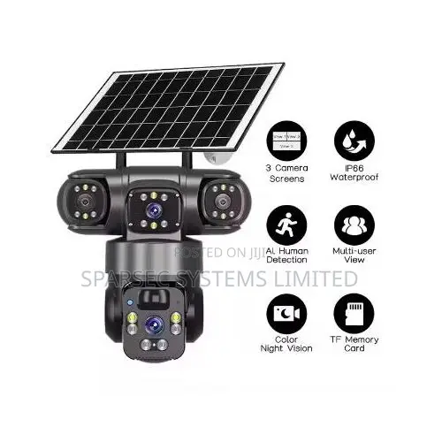 Three Lens Outdoor Camera PTZ 360 Wireless 4g 12mp Security Camera