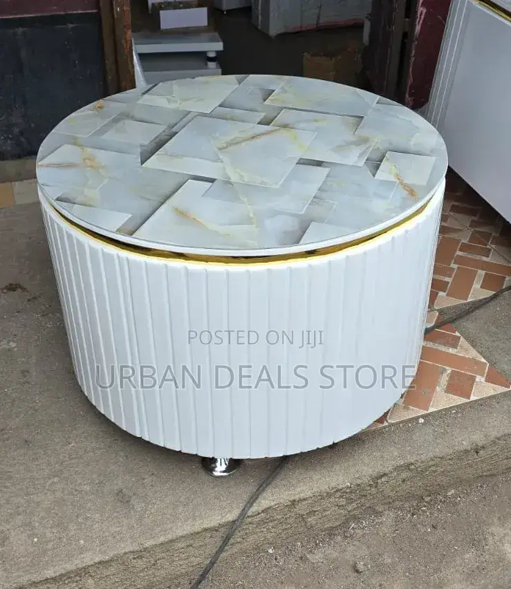 White Executive Modern Round Coffee Table