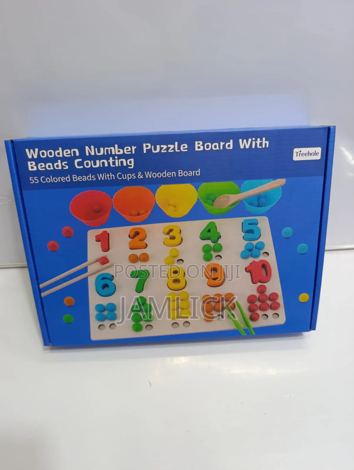 Wooden Number Puzzle With Bead Counting Colour Board - Kb
