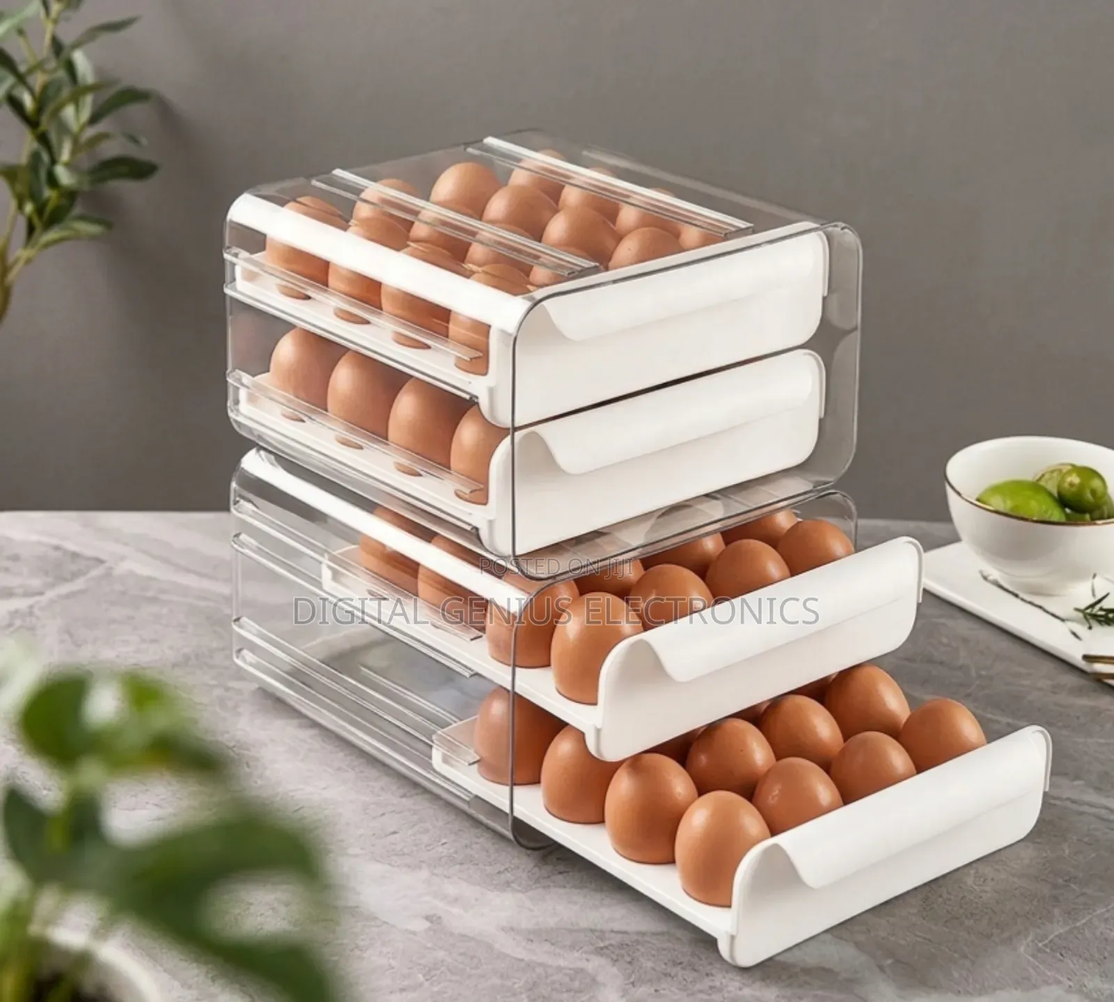 32 Grid Egg Tray Holder Double-Layer Fridge Drawer Storage
