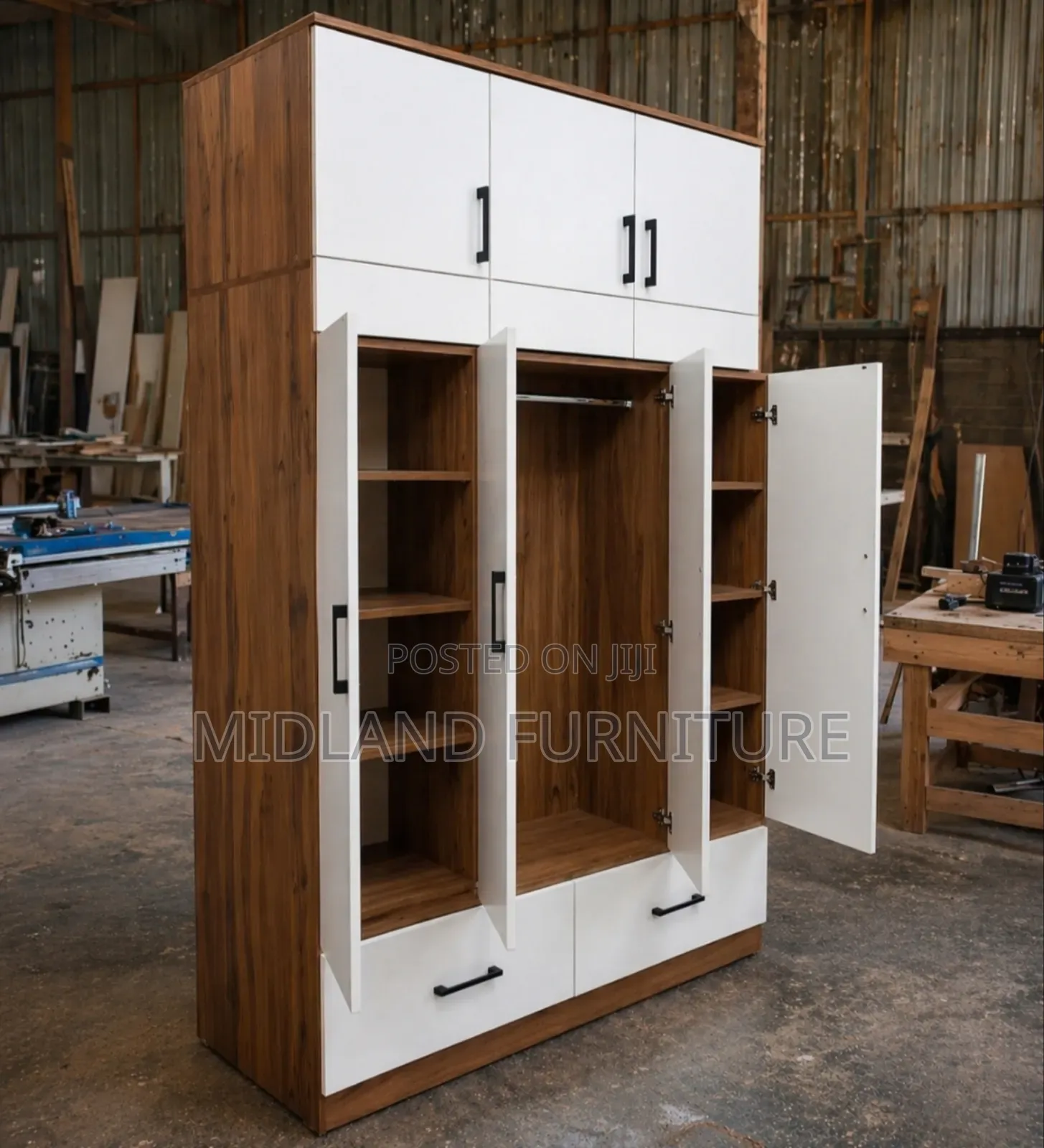 Clothes Cupboard/ Wardrobe With Shelves and Mirror