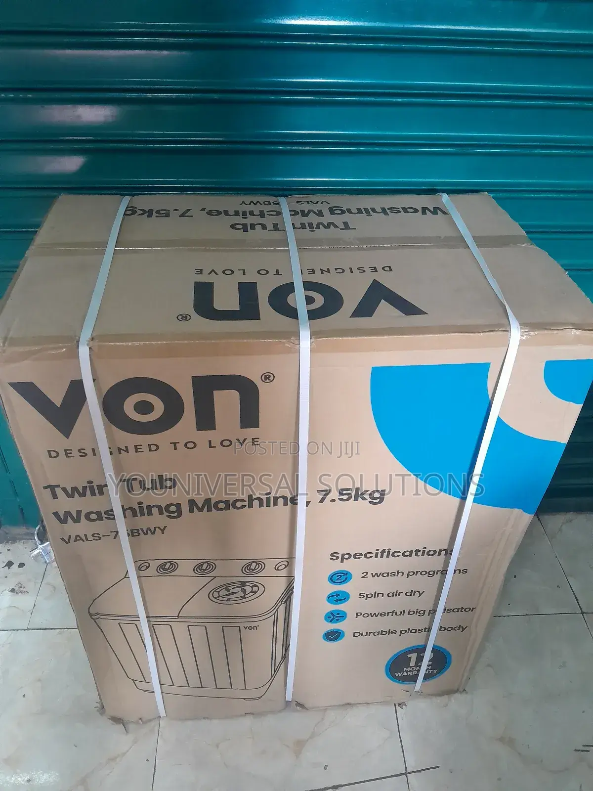 Von Washing Machine 
Semi Automatic 
Twin Tub Washing Machine 7.5kg