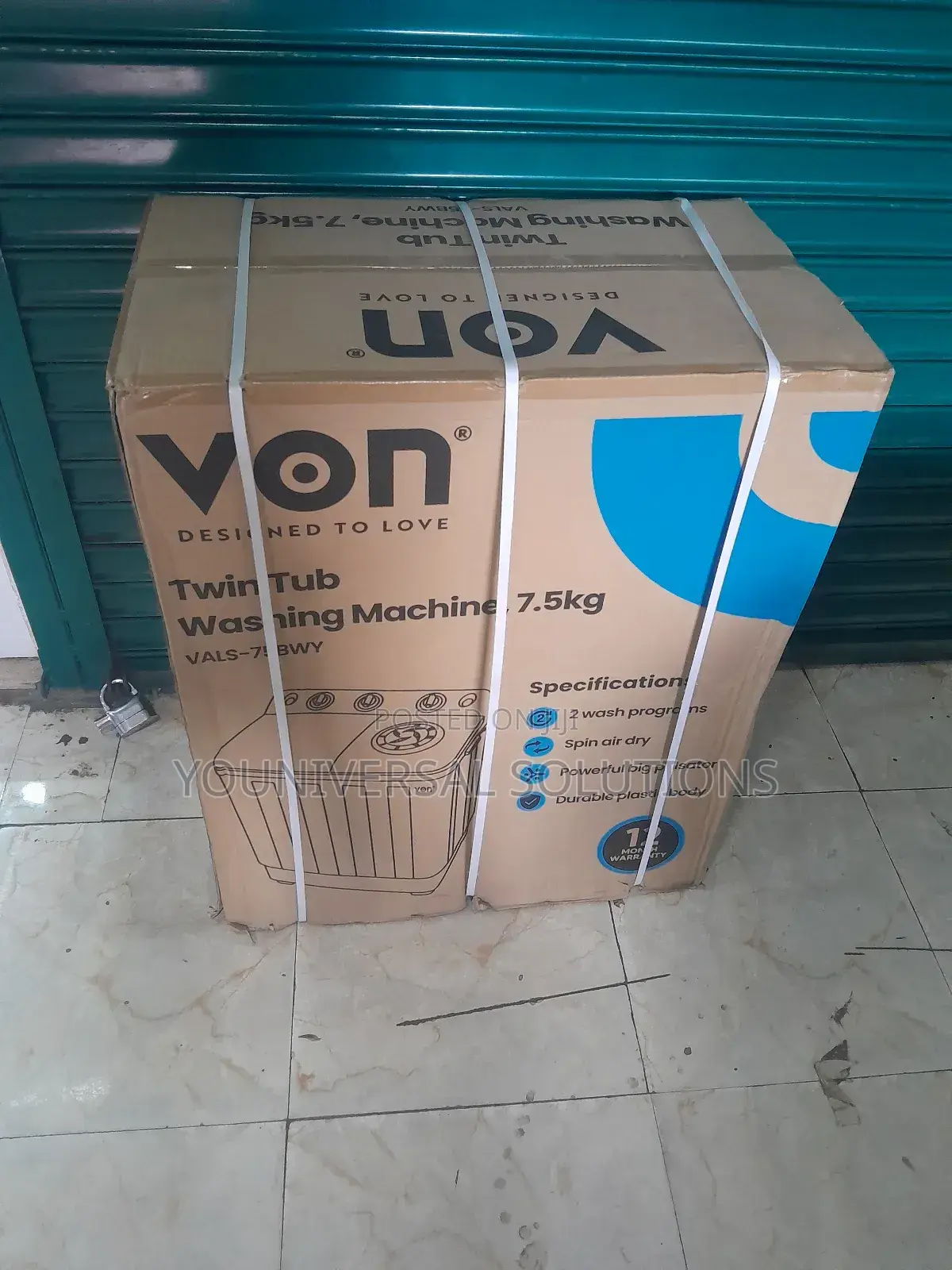 Von Washing Machine 
Semi Automatic 
Twin Tub Washing Machine 7.5kg