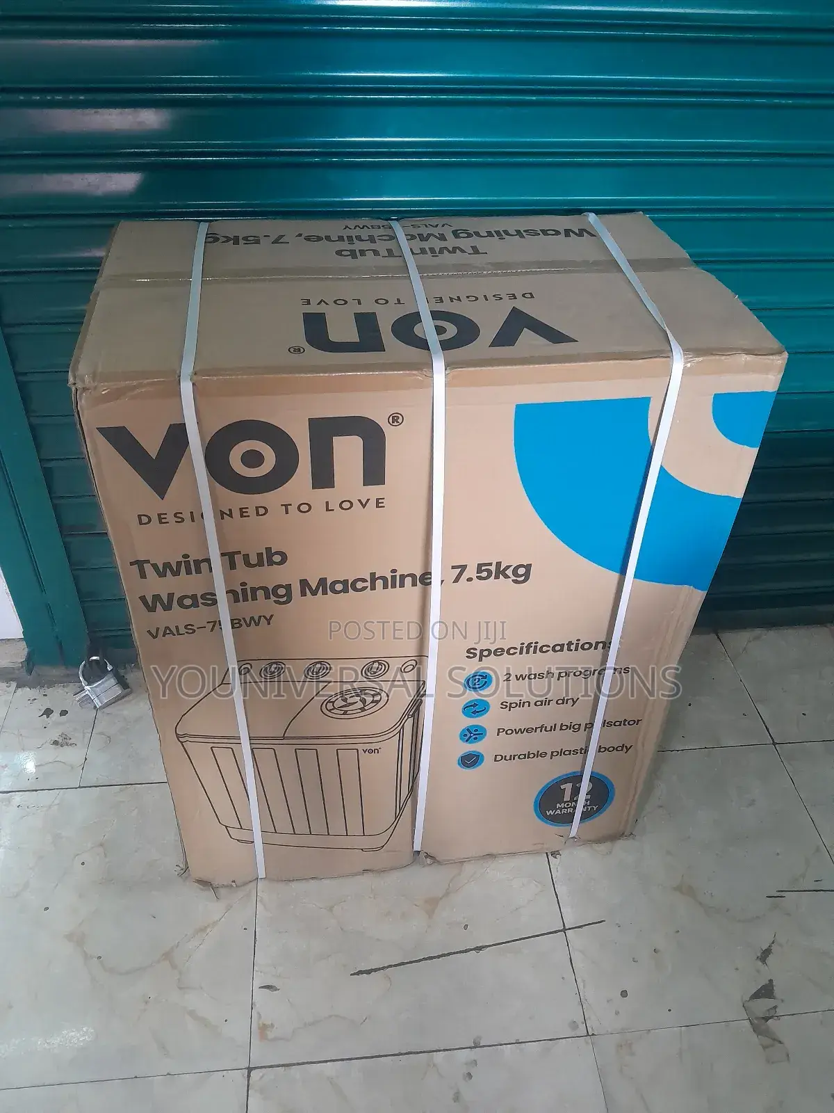 Von Washing Machine 
Semi Automatic 
Twin Tub Washing Machine 7.5kg