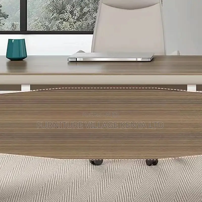 L-Shape Modern Executive Desk Brown Office Desk With Drawers