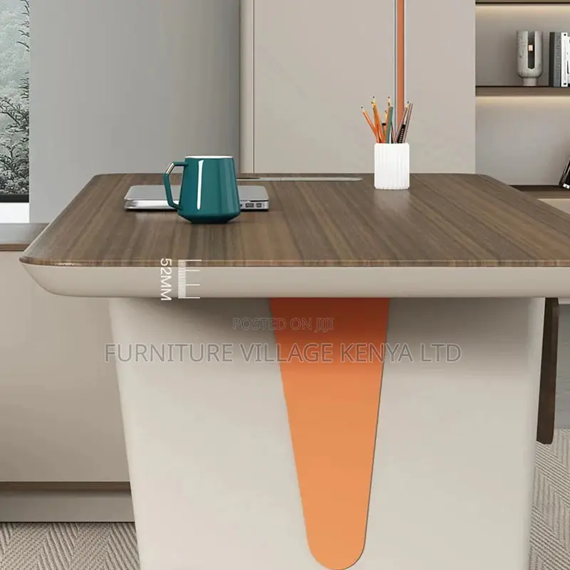 L-Shape Modern Executive Desk Brown Office Desk With Drawers