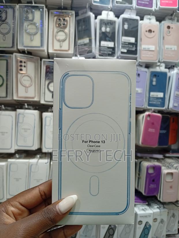 Magnetic Transparent Clear Case Designed for an Apple iPhone 13.