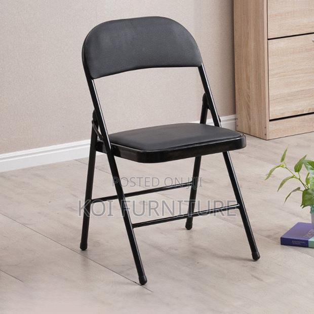 Office Chair : Armless Black Foldable Leather Chair - thumbnail 2