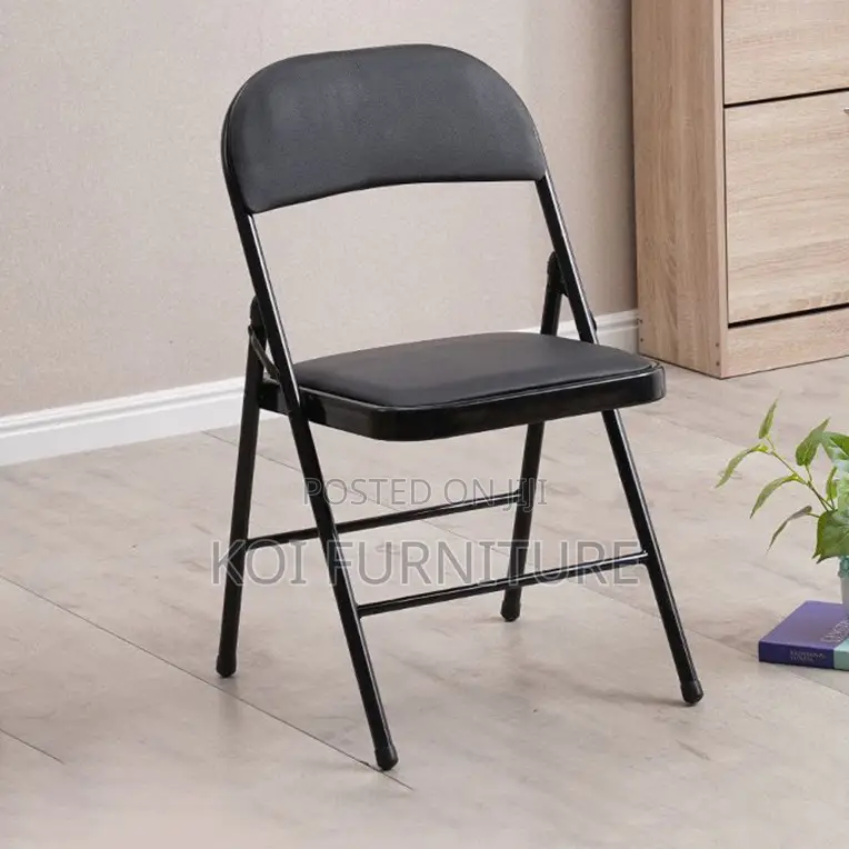 Office Chair : Armless Black Foldable Leather Chair
