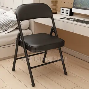 Office Chair : Armless Black Foldable Leather Chair