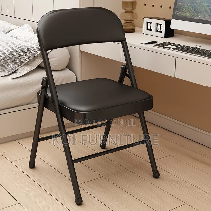 Office Chair : Armless Black Foldable Leather Chair