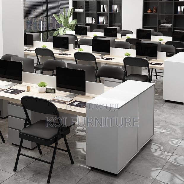 Office Chair : Armless Black Foldable Leather Chair - thumbnail 4